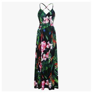 Tropical Maxi Dresses Spaghetti Strap | Size Small